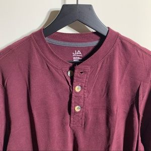 John Ashford Long Sleeve Henley, Maroon